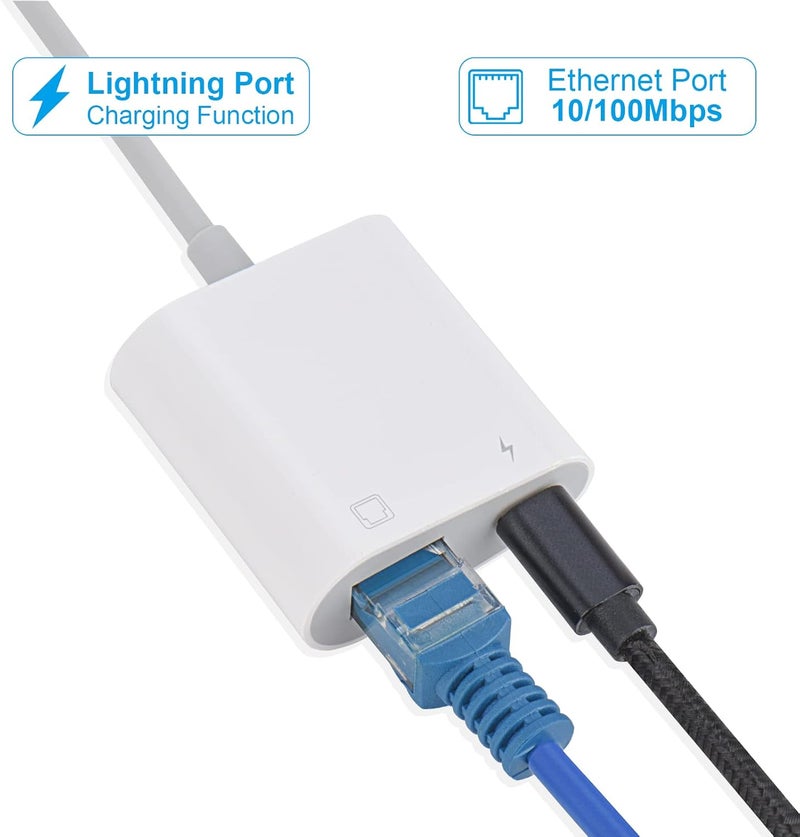 Giochem RJ45 Ethernet Adapter for lPhone[Compatible with Apple MFi Certified],10/100Mbps,Support iOS 15, Ethernet Adapter with Charge Port - Image 2
